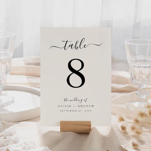 Numéro De Table Élégante calligraphie off White Color Mariage
