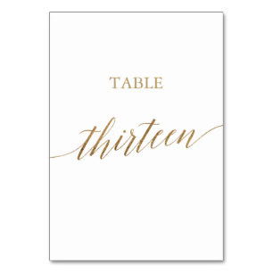 Numéro De Table Élégante calligraphie Or Numéro de tableau Treize