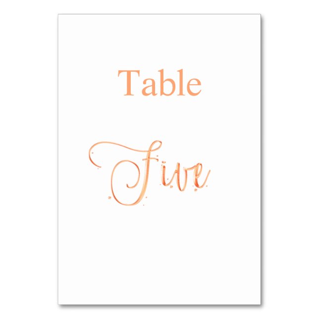 Numéro De Table Élégante calligraphie or rose table cinq 5 (Par défaut)