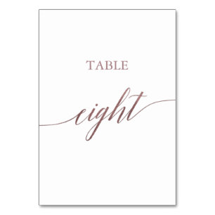 Numéro De Table Élégante calligraphie or Rose Table huit