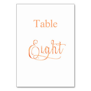 Numéro De Table Élégante calligraphie or rose table huit 8