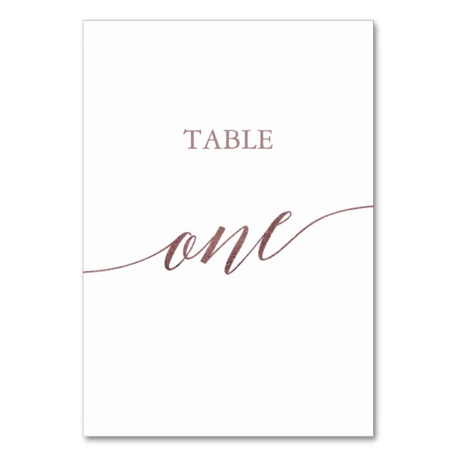 Numéro De Table Élégante calligraphie Or Rose Table One (Par défaut)
