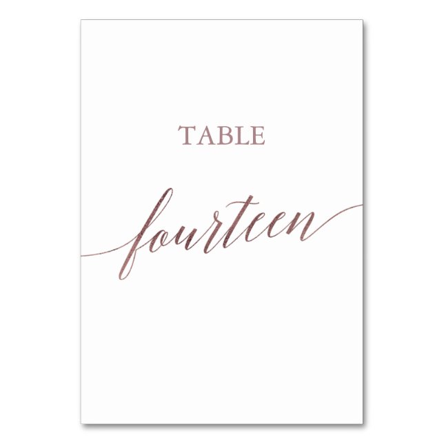 Numéro De Table Élégante calligraphie or Rose Table Quatorze (Par défaut)