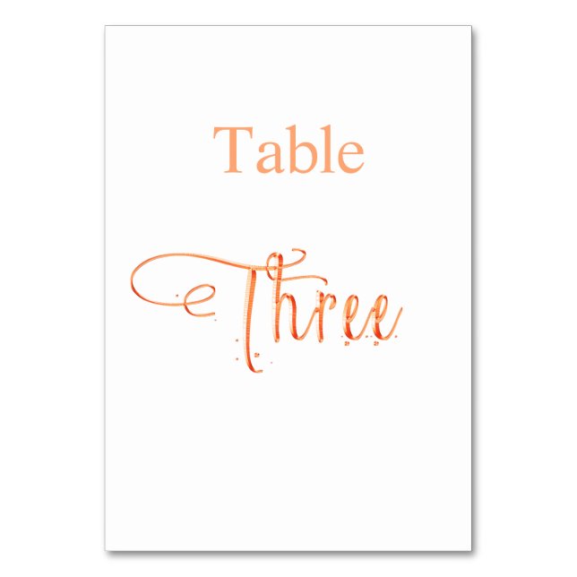 Numéro De Table Élégante calligraphie or rose table trois 3 (Par défaut)