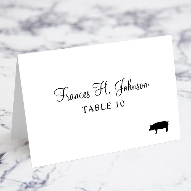 Numéro De Table Élégante calligraphie Pork Meal Choice Place Cards (Elegant Calligraphy Pork Meal Choice Place Cards)