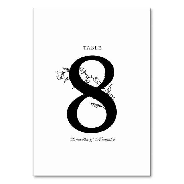 Numéro De Table Élégante crête noire et blanche (Par défaut)