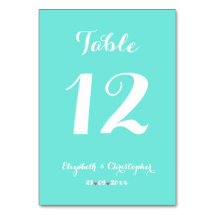 Numéro De Table Elégante Fête des mariées Mariage blanc Turquoise