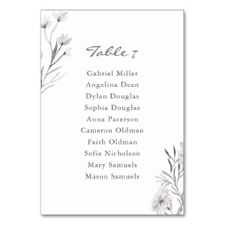 Numéro De Table Élégante fleur dessinée à la main. Tableau de sièg