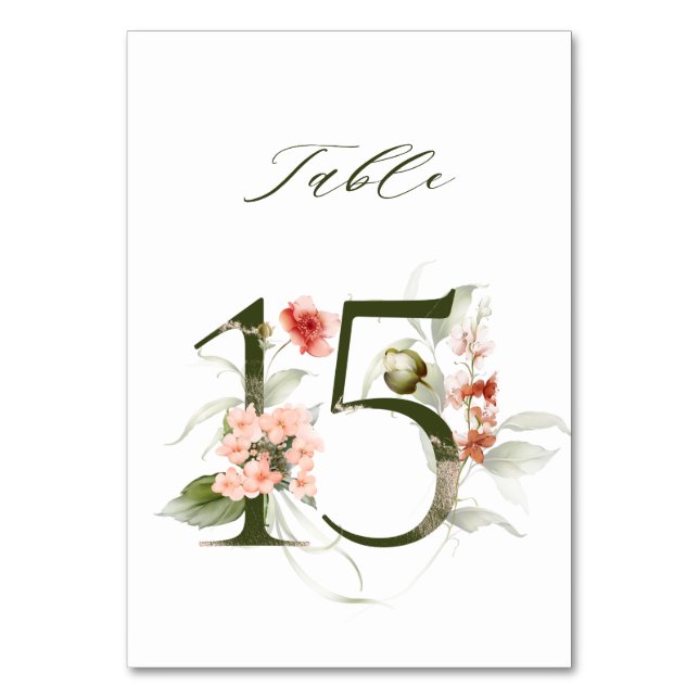 Numéro De Table Élégante florale botanique numéro 15, (Par défaut)