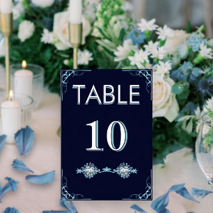 Numéro De Table Elégante marine et bleu clair Floral Mariage bohèm