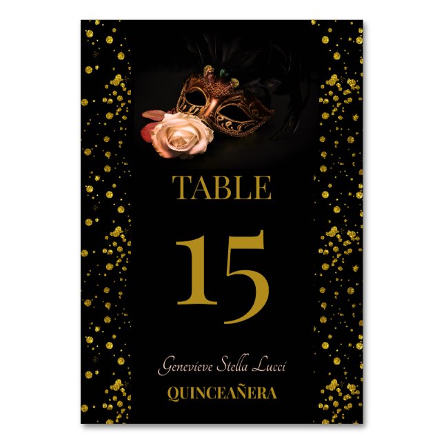Numéro De Table Elégante mascarade et Rose blanche (Par défaut)