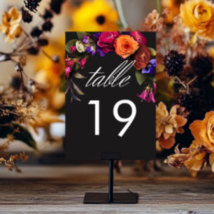 Numéro De Table Élégante Moody Vibrant Harvest Floral