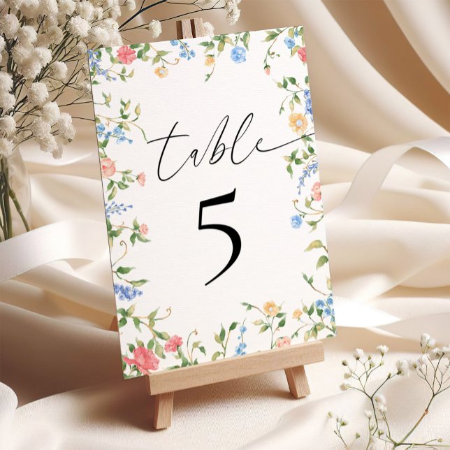Numéro De Table Elégante Réception De Mariage Fleur sauvage (Créateur téléchargé)