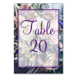 Numéro De Table Elégante Réception De Mariage Floral Violet
