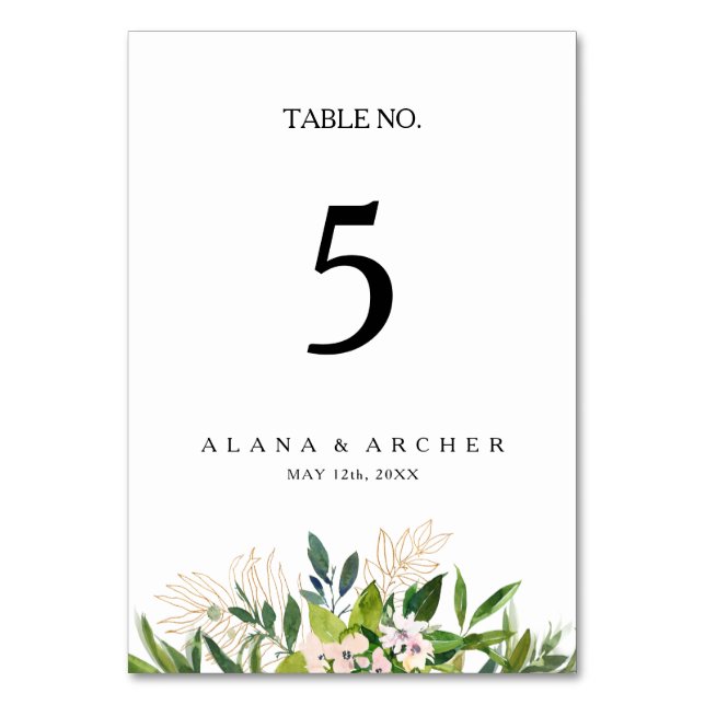 Numéro De Table Élégante végétation oléagineuse Numéro de tableau (Par défaut)