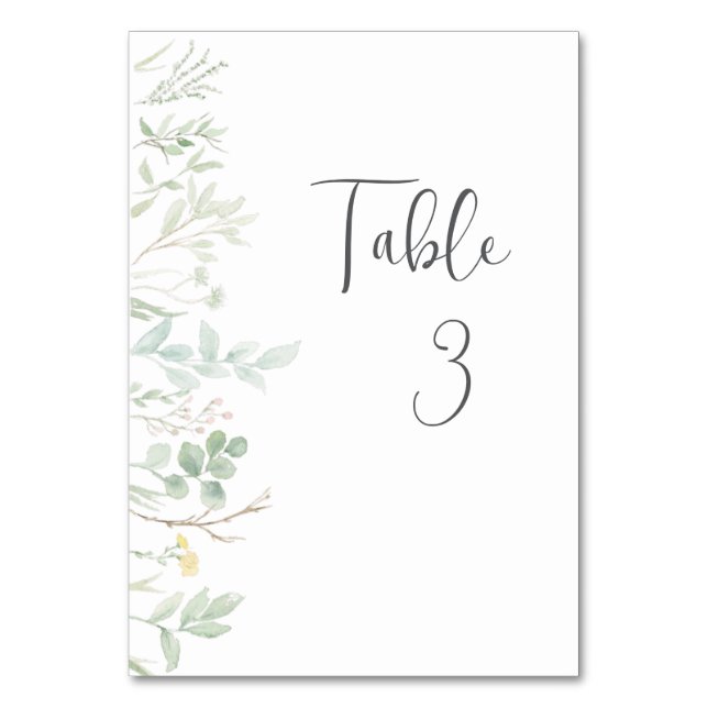 Numéro De Table Élégante verdure à l'aquarelle (Par défaut)