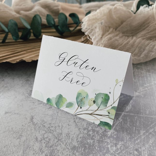 Numéro De Table Élégante verdure Gluten Gratuit Buffet Étiquettes  (Créateur téléchargé)