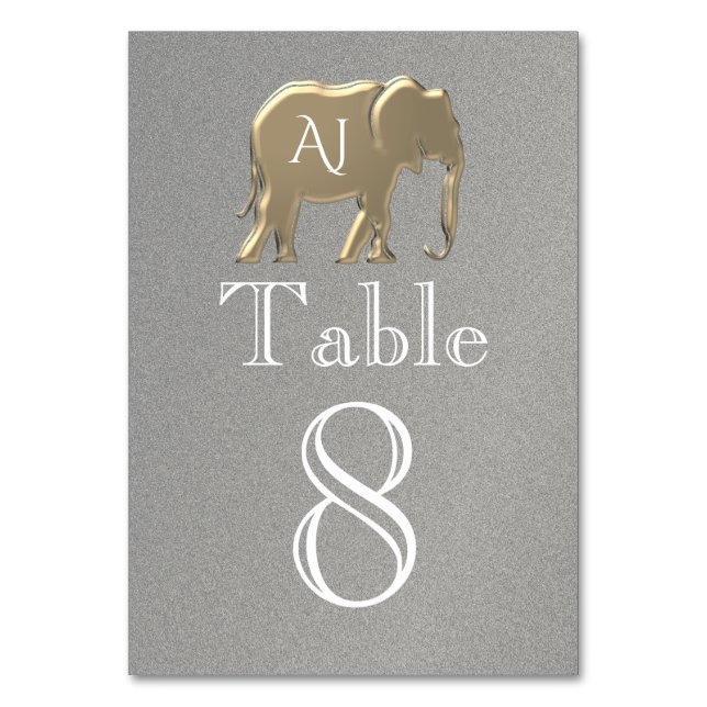 Numéro De Table Éléphant Argent Or Mariage (Par défaut)