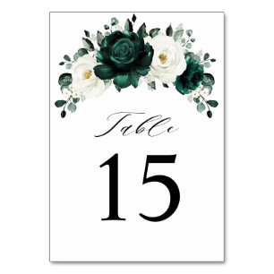 Numéro De Table Emerald Green Eucalyptus Blanc Floral Mariage