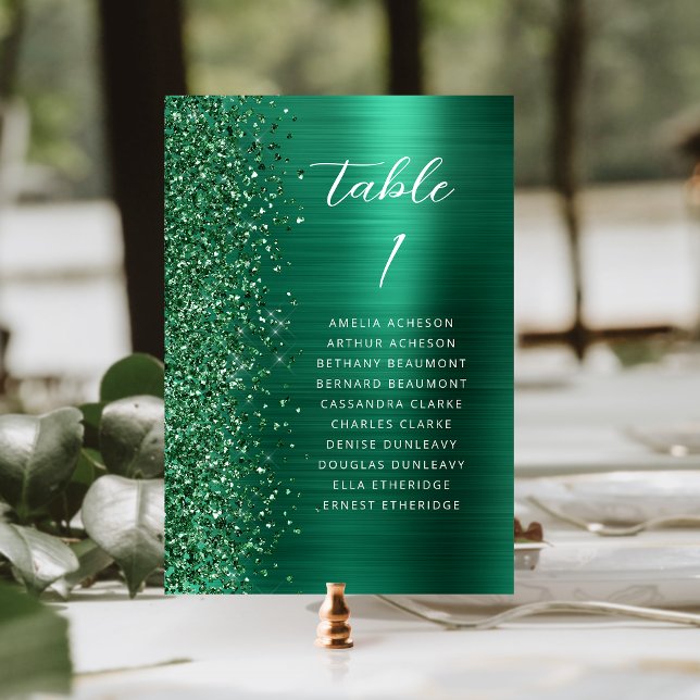 Numéro De Table Emerald Green Glam Parties scintillant Mariage de  (Créateur téléchargé)