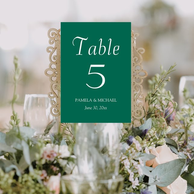 Numéro De Table Emerald Green Simple Style Mariage (In Situ Wedding)