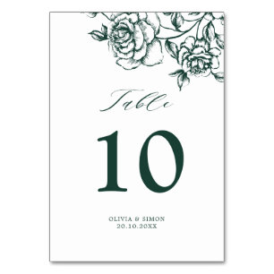 Numéro De Table Emerald Greenery Mariage botanique Vintage