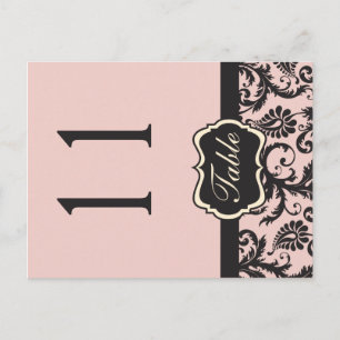 Numéro de table en damassé rose et gris Blush rect