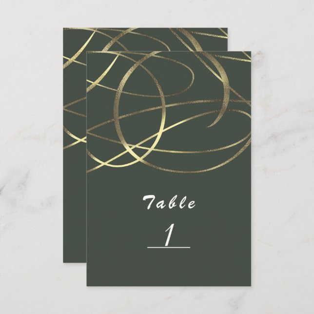 Numéro de table en faux feuille Olive Army Green & (Devant / Derrière)