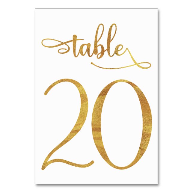 Numéro de table en faux foil or 3,5x5 | Table 20 (Dos)