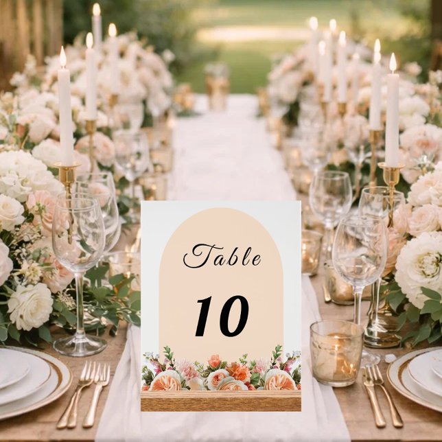 Numéro de table en forme d'arche avec florales ivo (Créateur téléchargé)