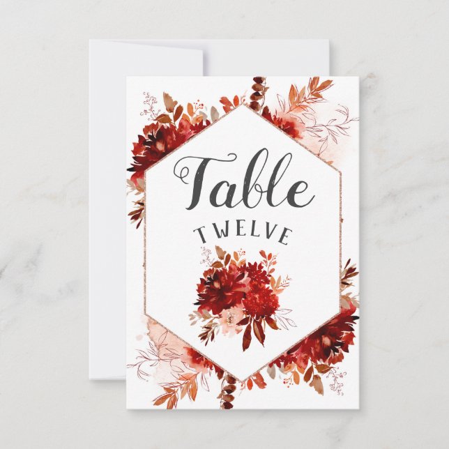 Numéro de table encadré floral Beauté rustique pou (Devant)