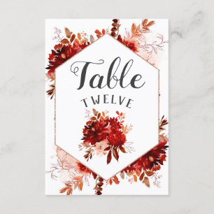 Numéro de table encadré floral de beauté rustique