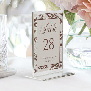 Numéro De Table Enchanter les rêves de Batik : Mariage Brown rusti