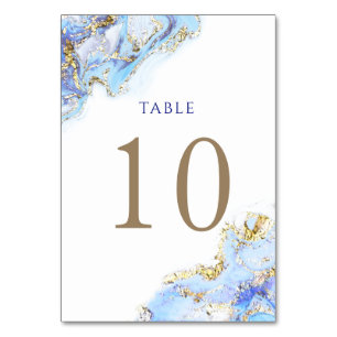 Numéro De Table encre bleu aquarelle Numéro de tableau 10