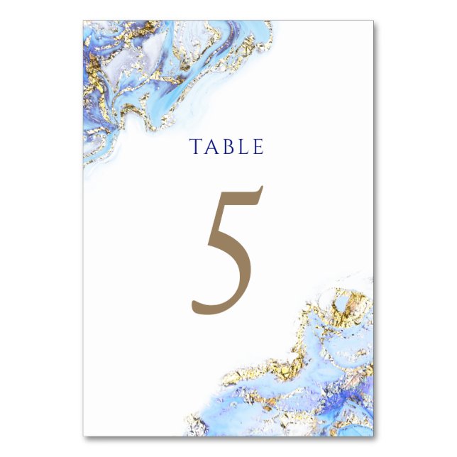 Numéro De Table encre bleue d'aquarelle Tableau Numéro 5 (Par défaut)