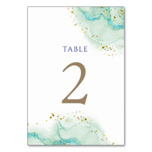 Numéro De Table encre turquoise couleur d'aquarelle Tableau Numéro