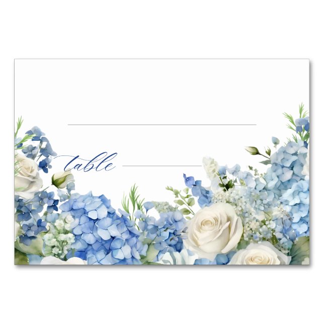 Numéro De Table English Garden Blue Hydrangea White Roses Party (Devant)