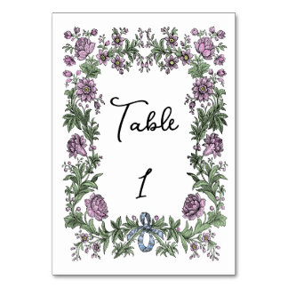 Numéro De Table Engraving Floral Antique