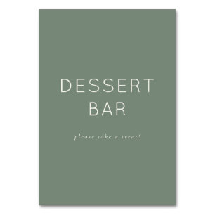 Numéro De Table Enseigne de bar à desserts minimaliste verte de bi