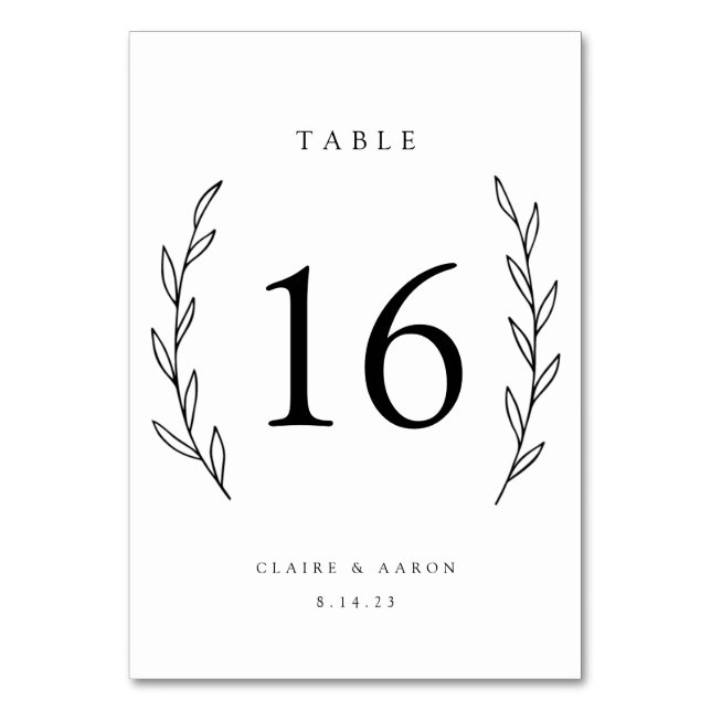 Numéro De Table Ensemble de Mariages Laurel Wreath | Numéros de ta (Par défaut)
