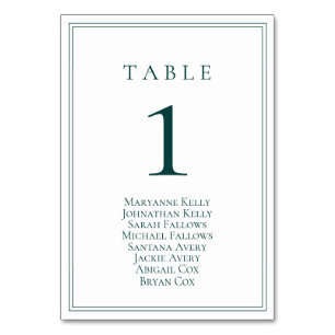 Numéro de table et tableau de sièges Emerald Green