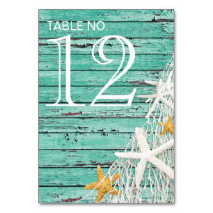 Numéro De Table Étoiles de mer en bois patinées rustiques prenant