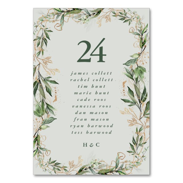 Numéro De Table Eucalyptus paisible Elégant verre de mer vert bris (Dos)