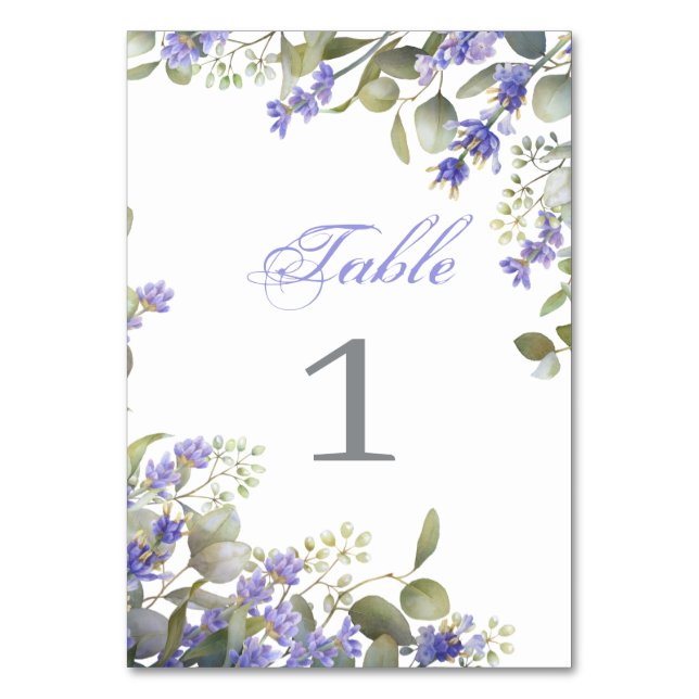 Numéro De Table Eucalyptus romantique et Mariage de lavande (Par défaut)
