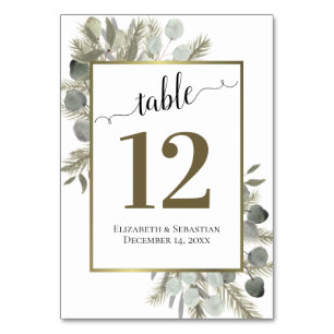 Numéro De Table Eucalyptus rustique & Pine Elegant Mariage Boho