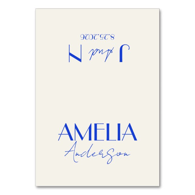 Numéro De Table Fancy Blue Ivory Old Money Wedding Place Cards (Par défaut)
