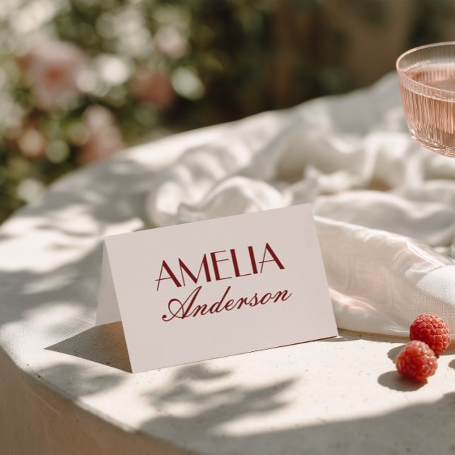 Numéro De Table Fancy Burgundy Cream Classy Wedding Place Cards (Créateur téléchargé)