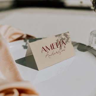 Numéro De Table Fancy Deep Red Cream Old Money Wedding Place Cards