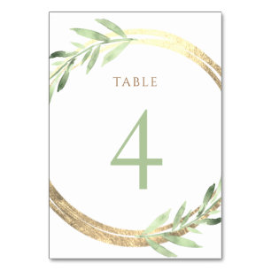 Numéro De Table fausse feuille et feuilles verts Numéro de tableau
