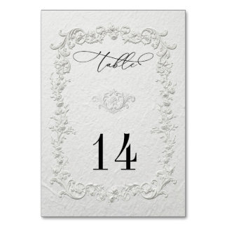 Numéro De Table Faux Embossed Floral Wedding Table Numbers